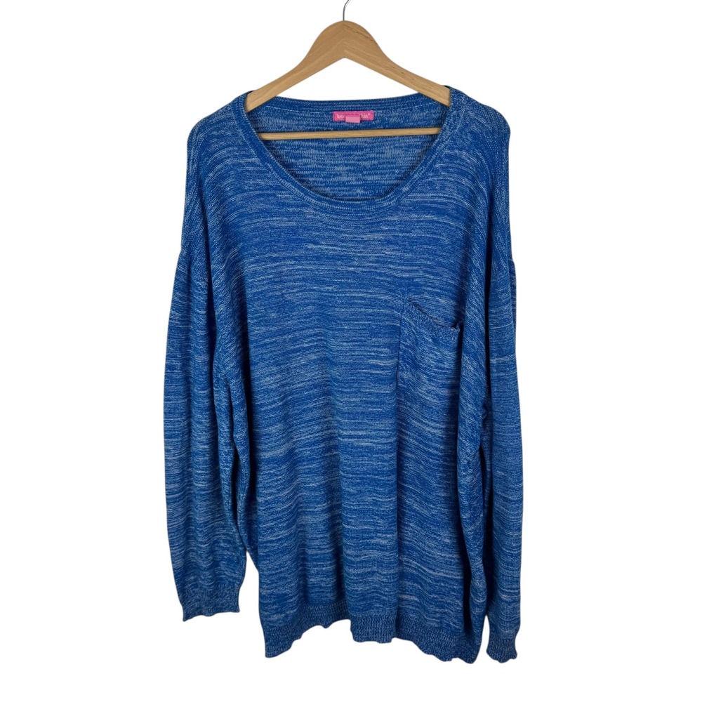 Woman Within Blue Marled Knit Sweater Size 26/28 Pullover Relaxed Comfy Layering
